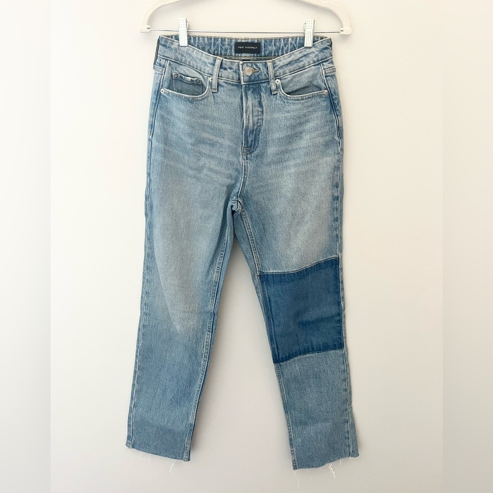 Free Assembly Patchwork Super High Rise Straight Jeans Size 2
